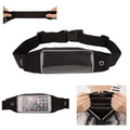 Black Exercise Runners Waist Belt with Expandable Storage Pouch, Waterproof Touch Screen Available